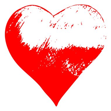 illüstrasyon kırmızı grunge ile kalp şekli kroki, romantik kavram seviyorum. Vintage orijinal resim tasarım.