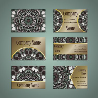 Çiçek mandala desen ve süsler. Vektör vintage kartvizit büyük set. Oryantal tasarımı