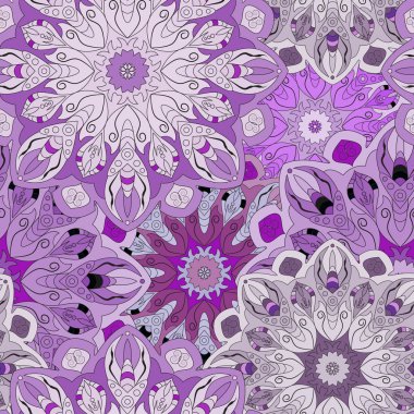 Oryantal mandalalar Telkari süs kaydırma, arka plan veya ön için dikişsiz desen yaptı. Hindistan, Doğu, pakistan, Türk, Arap, İslam, Japon, Çin illüstrasyon