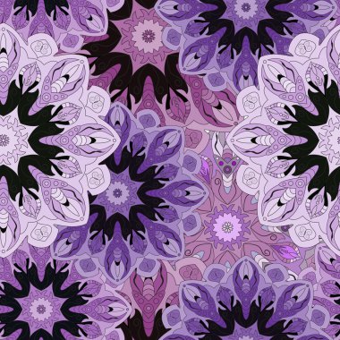 Doğu çiçek süsleme ile menekşe renkli seamless modeli. Aztek, Türk, pakistan, Hindistan, Çin, Japon tarzı çiçek oryantal tasarım. Ambalaj kağıt veya ön, vektör sanat.