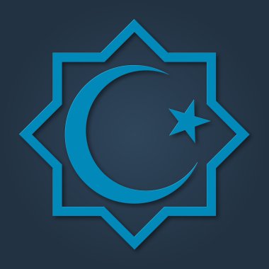 Islam sembolü, hilal ve yıldız ile sekizgen. İslam Festivali için tasarım bayram.