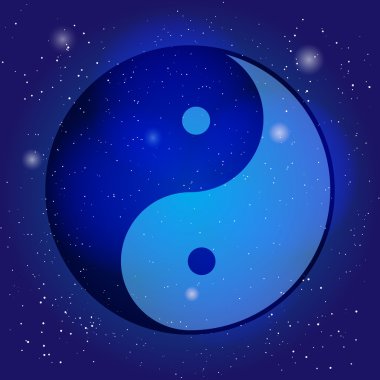 Yin ve yang, Taoizm amblemi kozmik evrenin arka plan üzerinde sembolü. Meditasyon, manevi geometri için tasarım.