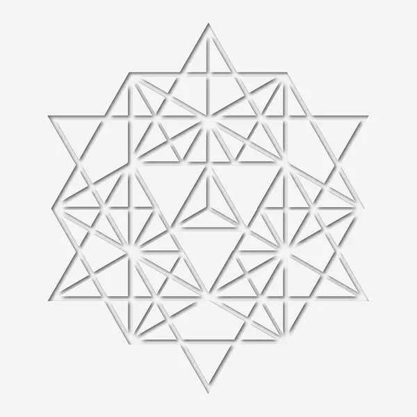 Projeto de geometria sacral com polígono. Símbolo mágico feito em papel, cristal místico. Gráfico de papelaria espiritual . — Vetor de Stock