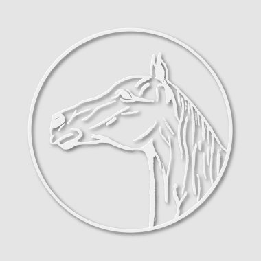 Papery logo emblem template mascot symbol of horse head for business or shirt design. Vector vintage design element. clipart