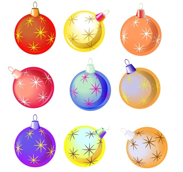 Nine colorful Christmas decorations — Stock Vector