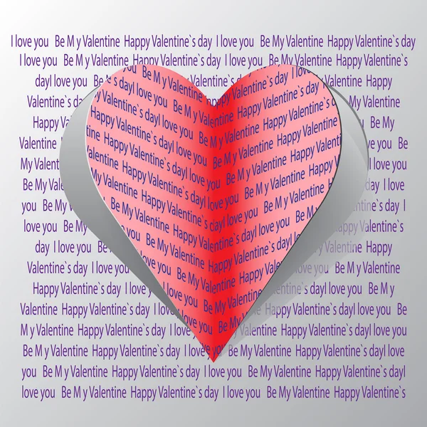 Papier rouge coeur Valentines carte de jour — Image vectorielle