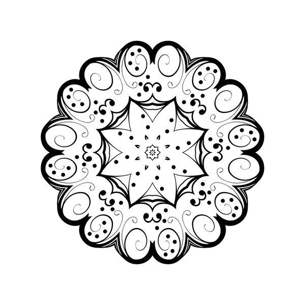 Adorno abstracto en círculo. Mandala adornado con motivos herbales. Elemento para el diseño . — Archivo Imágenes Vectoriales