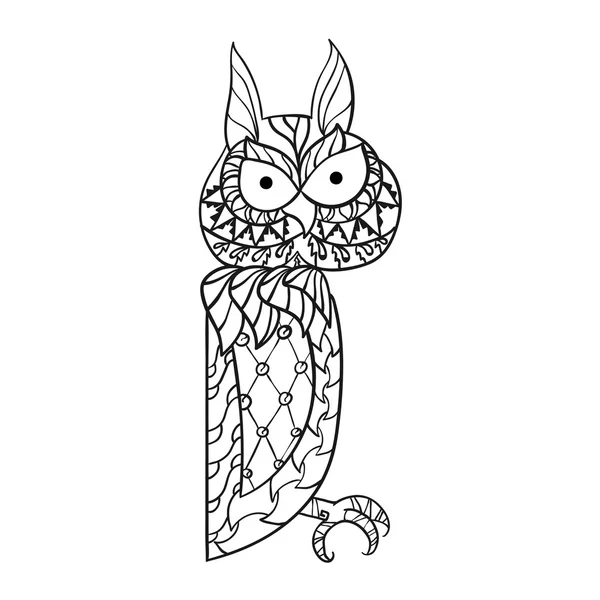 Patterned owl zentangle style — Stock Vector