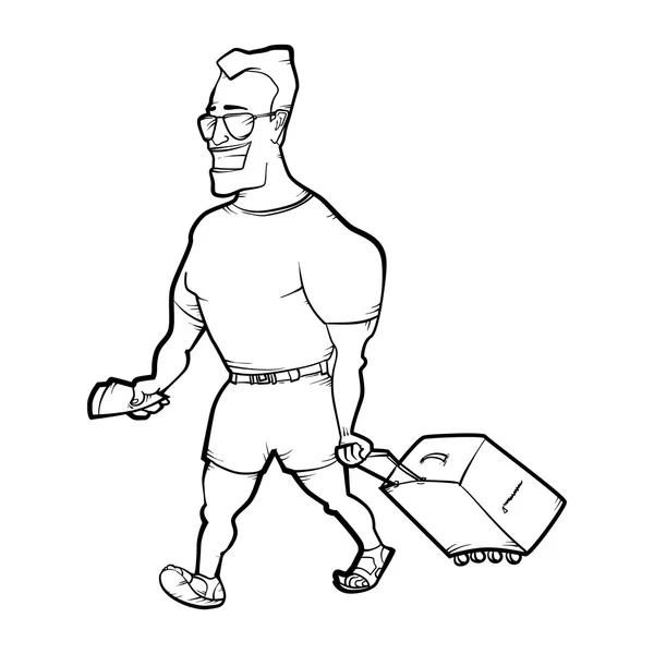 Adam seyahat çantası ile gider — Stok Vektör