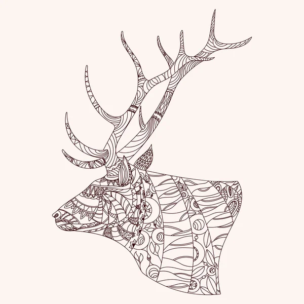 Patterned deer head — Stock Vector