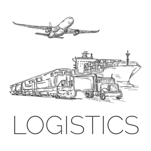 Logistics tecken skissartad — Stock vektor