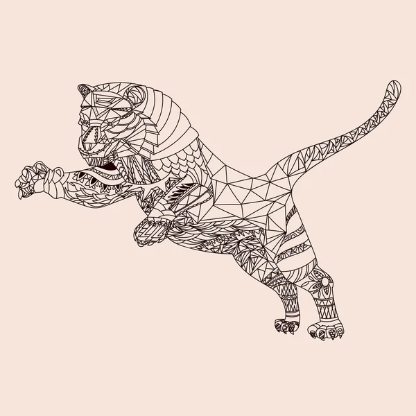 Patterned tiger zentangle style — Stock Vector