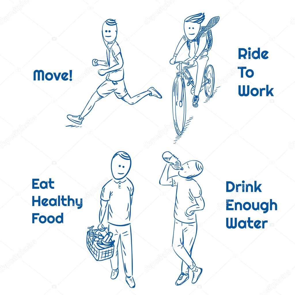Healthy lifestyle doodle set