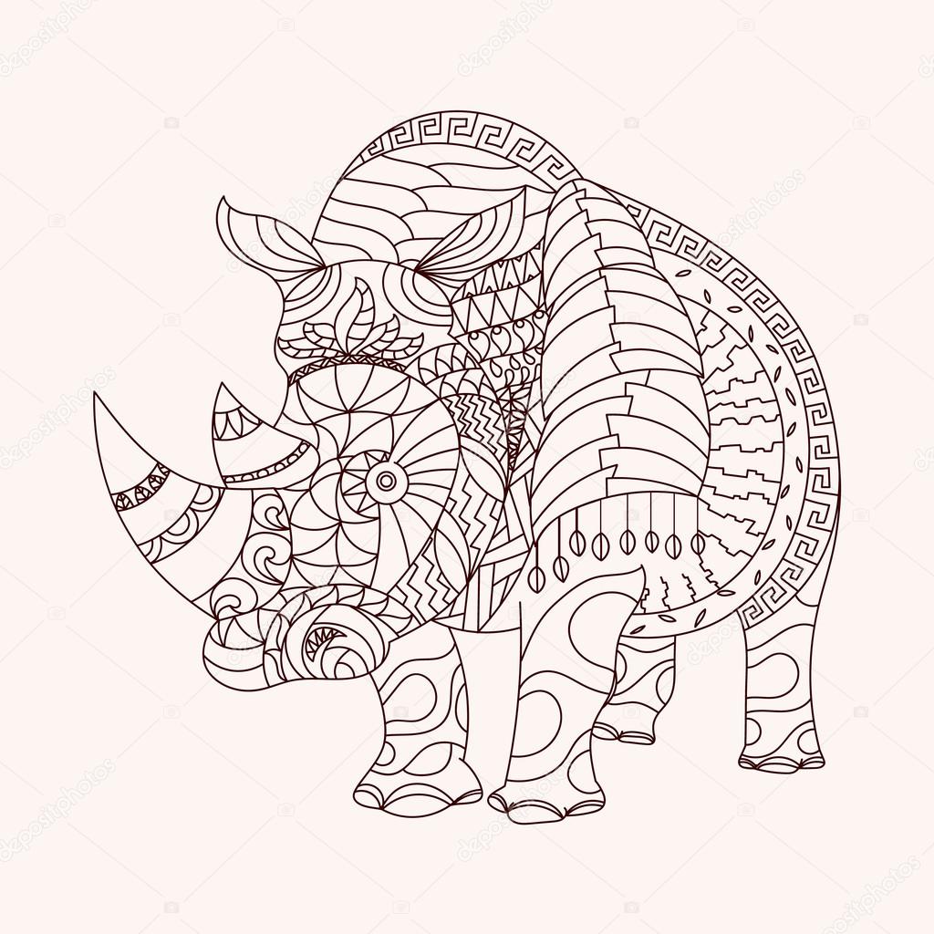 Patterned rhino zentangle style