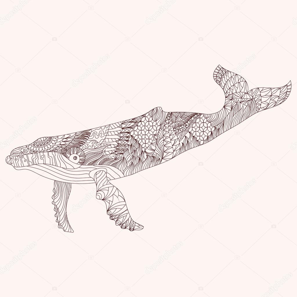 Patterned whale zentangle style