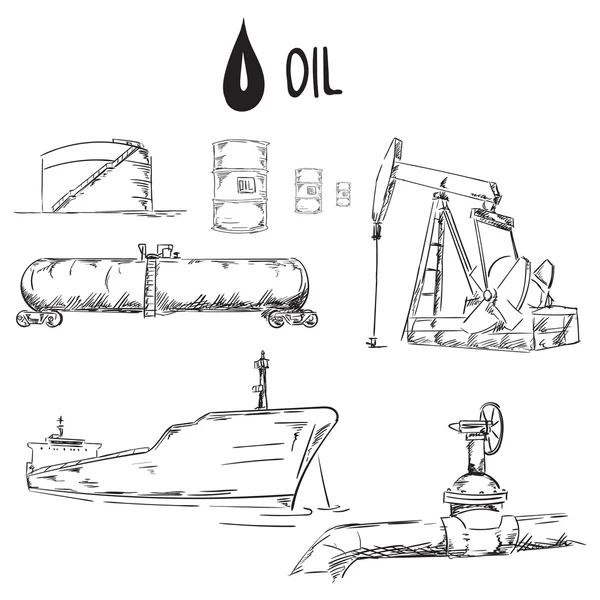 Σύνολο αντικειμένων βιομηχανία πετρελαίου — Διανυσματικό Αρχείο