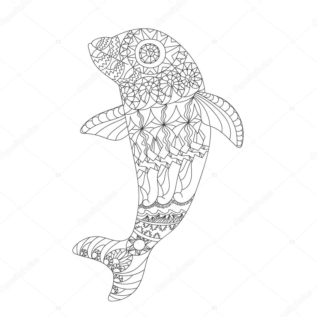 Patterned dolphin zentangle style