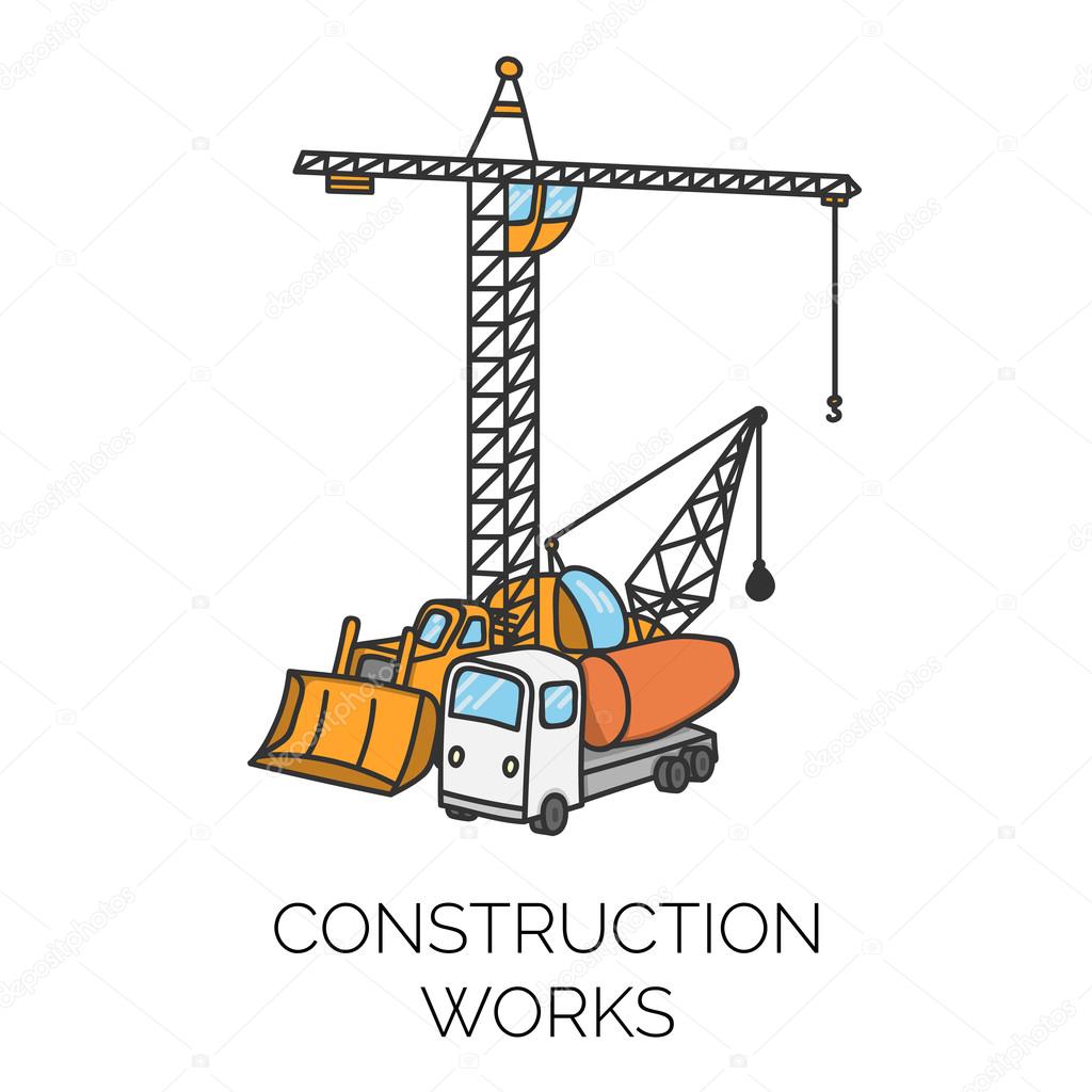 Construction works sign vector illustration