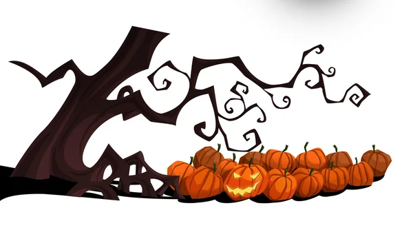 Halloween-Baum und Kürbis für die Nacht — Stockfoto