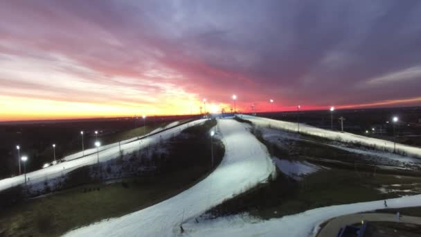 Quadrocopter above the ski slopes — Stock Video