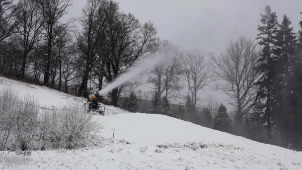 Система искусственного снегопада — стоковое видео