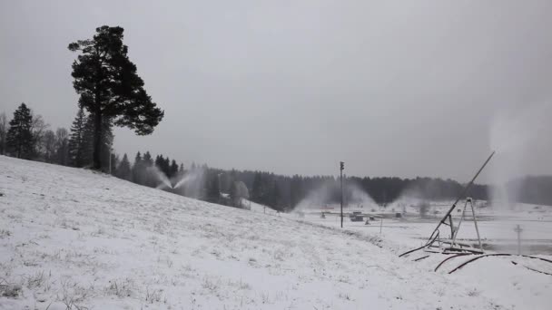 System of Artificial Snowmaking — Stock Video