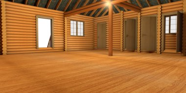 Wooden log house