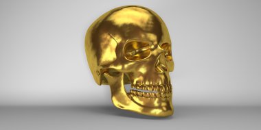 Gri zemin üzerine altın kafatası