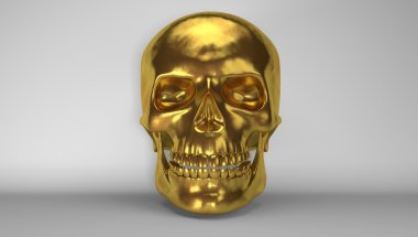 Gri zemin üzerine altın kafatası