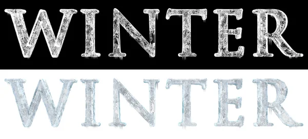 Icy winter lettering on transparent background — Stock Photo, Image
