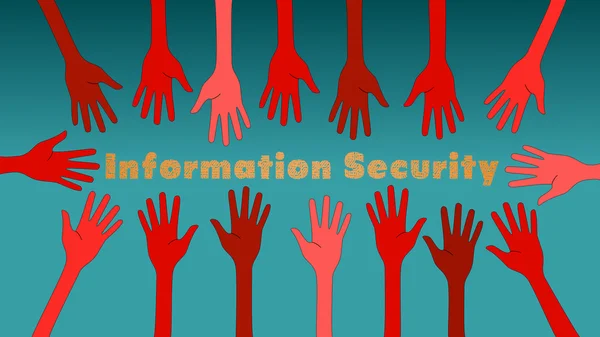 Menaces à la sécurité de l'information illustration concept avec les mains rouges — Image vectorielle