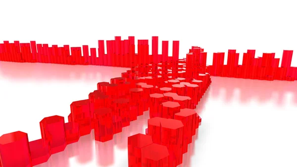 Torres hexágono de vidro vermelho em branco — Fotografia de Stock