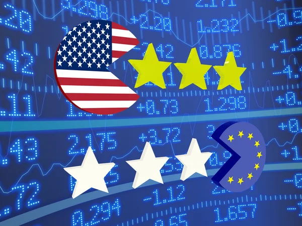 USA EU discs eating stars — Stock Photo, Image