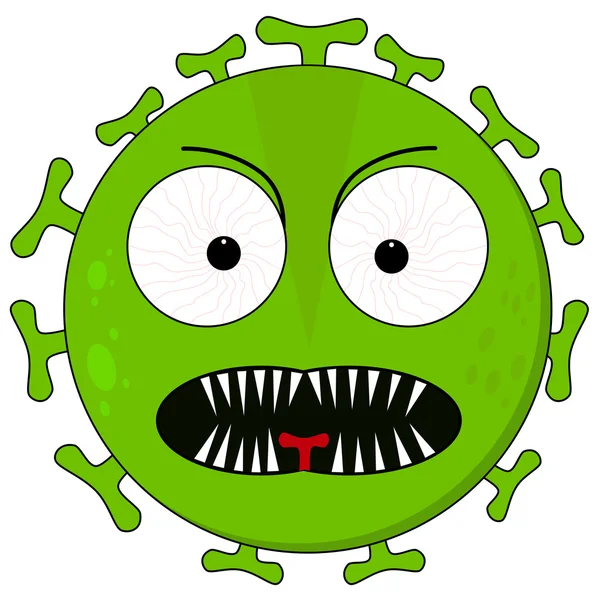 Зеленый свирепый вирус на белом — стоковое фото