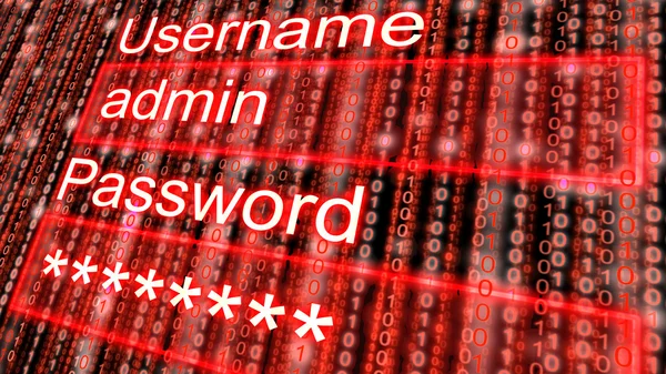 User password entry closeup red — Stock Photo, Image