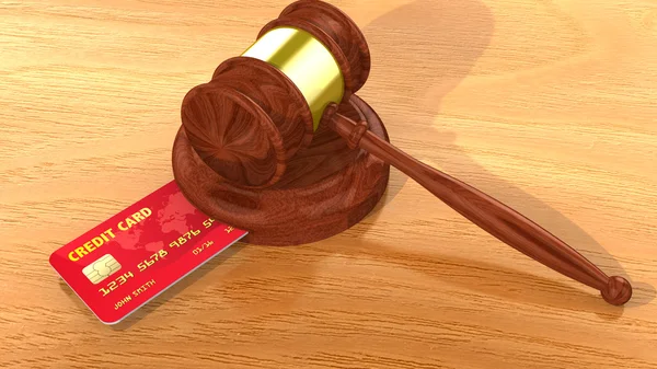 Gavel with credit card inserted — Stock Photo, Image
