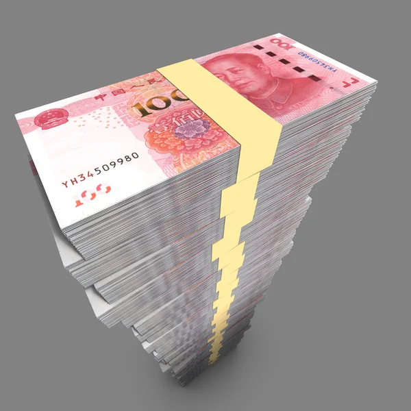中国 100 元面值的巨大单桩 — 图库照片
