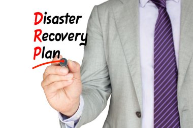 Disaster recovery plan business man clipart