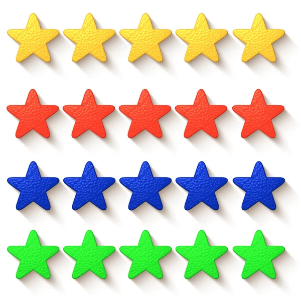 Five stars colored with drop shadow — Stock Photo, Image