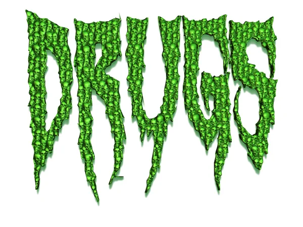 The word drugs made out of skulls — Stock Photo, Image