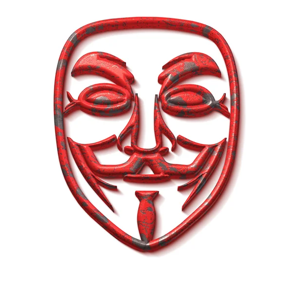 Hacktivist masker grunge rood metaal — Stockfoto