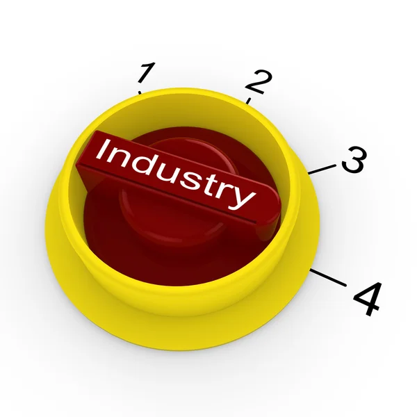 Roterende switch i rød og gul med ordet Industri - Stock-foto