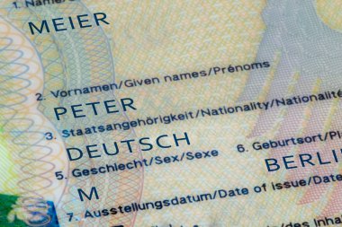 Alman pasaportu closeup içinde