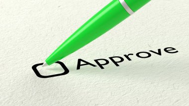 Yeşil tükenmez kalem kontrol listesindeki bir maddeyi onaylamaya hazır.