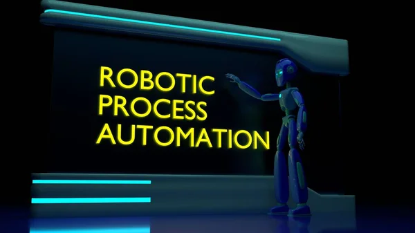 Robotic Process Automation RPA glass concept 3D illustration