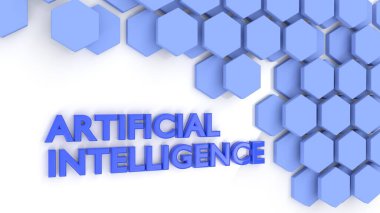 Yapay Zeka altıgen duvar konsepti 3D illüstrasyon