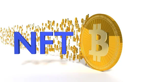 Niet Fungibel Token Nft Crypto Kunst Bitcoin Concept Illustratie — Stockfoto