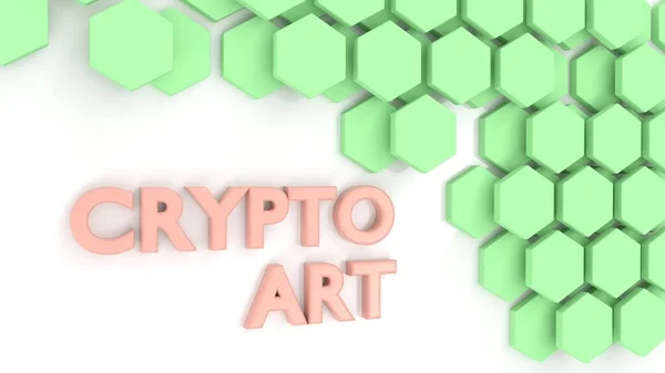 Non Fungible Token Nft Crypto Art Blockchain Hexagon Wall Concept Stockfoto