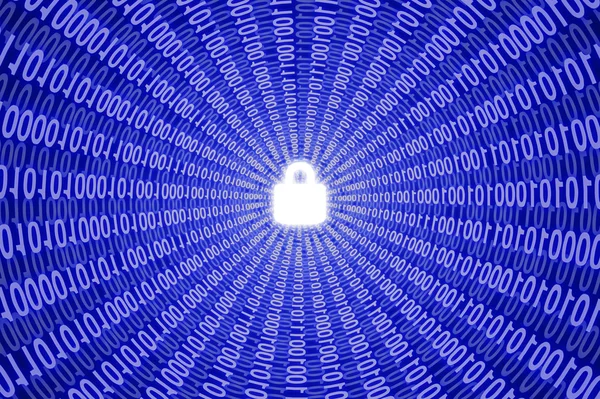 Digital lock in blue data stream — Stock Photo, Image