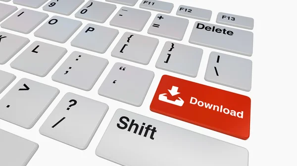 Keyboard with red download button — Stock Photo, Image
